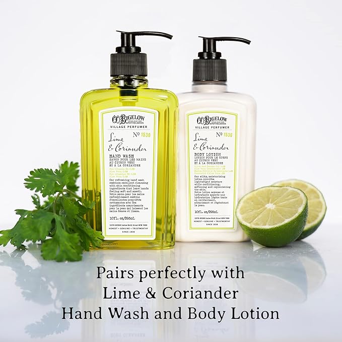 C.O. Bigelow Lime Coriander Body Cleanser, Village Perfumer Moisturizing Body Wash for Men & Women with Aloe Vera, Sodium PCA, and Glycerin, 10 fl oz