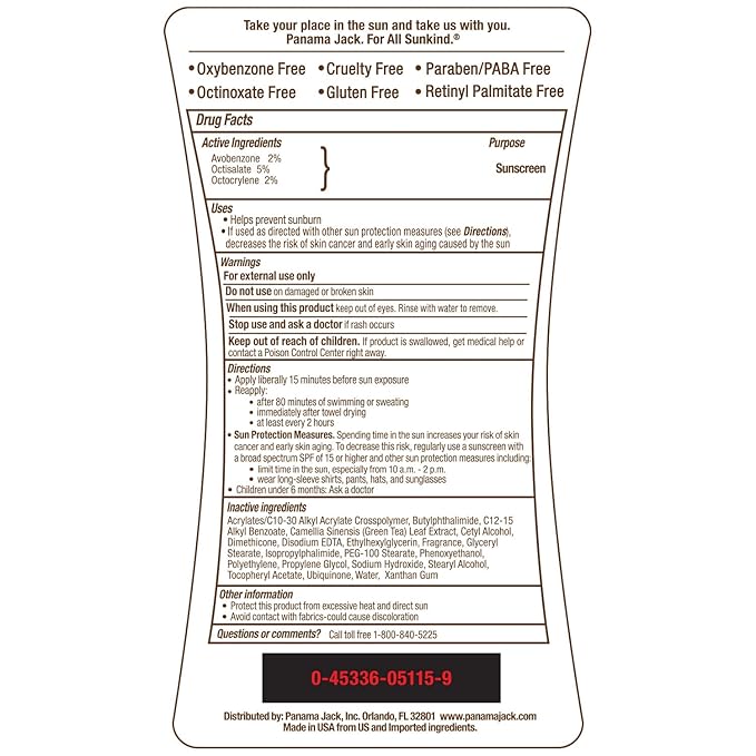 Panama Jack Sunscreen Lotion SPF 15, 6 Fl Oz