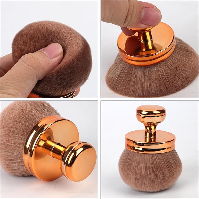 Large Self Tanning Brush, Oval Body Makeup Brush with Wide Brush Head Self Tanner Brush Applicator Sunscreen Brush for Makeup Legs Arms Face Body (Rose Gold)