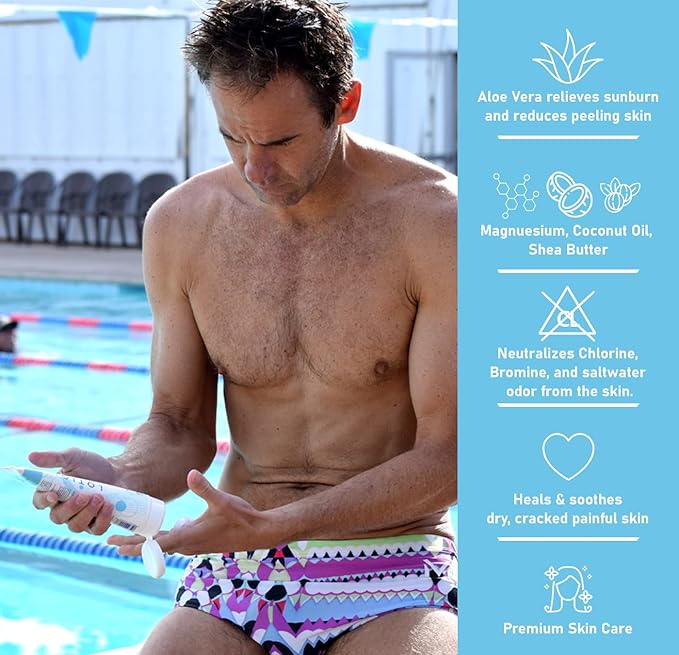 TRISWIM Swim Lotion 8.5oz | Neutralizes Chlorine, Bromine & Saltwater Odors | Hydrates & Soothes Dry Skin | Enriched with Aloe, Shea Butter & Coconut Oil | Zen Grapefruit Scent