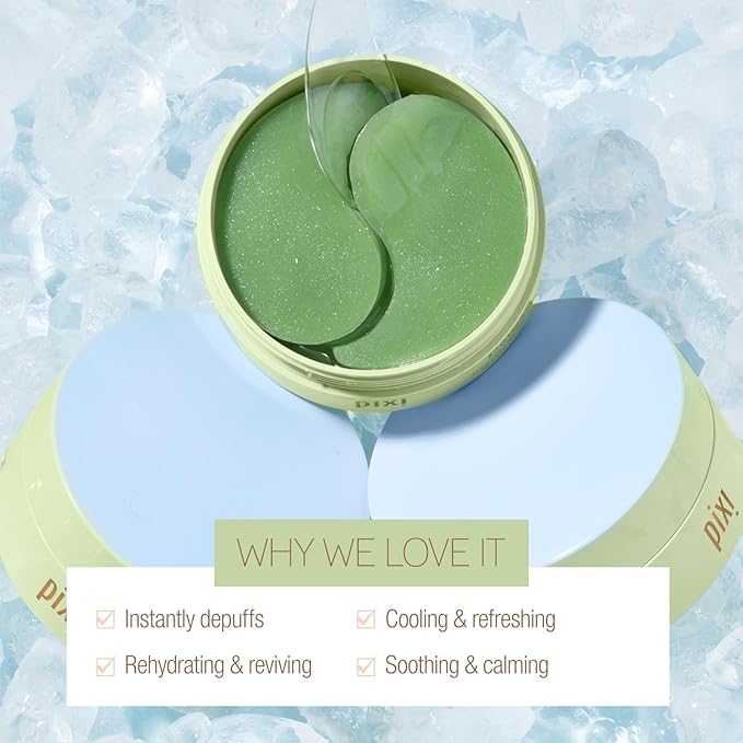 Pixi DetoxifEYE 2-Pack | Depuffing Hydrogel Under-Eye Patches|Cucumber, Gold & Caffeine For Puffy Eyes and Dark Circles | 2 Boxes, 60 pairs, 120 Patches