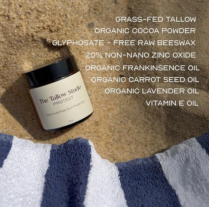 Everyday Tallow Mineral Sunscreen ~ SPF 30 | 100% Grass-Fed & Organic | Face & Body | Naturally Scented with Frankincense & Lavender Oil | Zinc Oxide | Water Resistant (2oz)