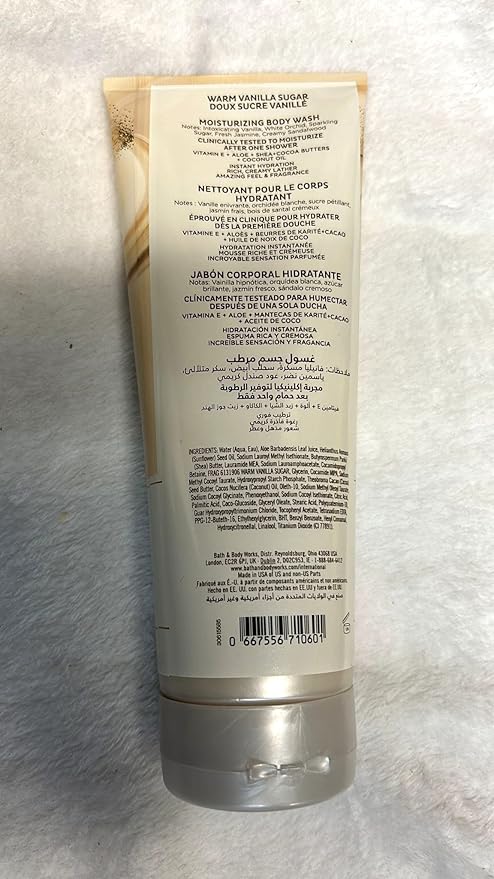 Bath and Body Works WARM VANILLA SUGAR Moisturizing Body Wash with Shea Butter and Cocoa Butter - Full Size
