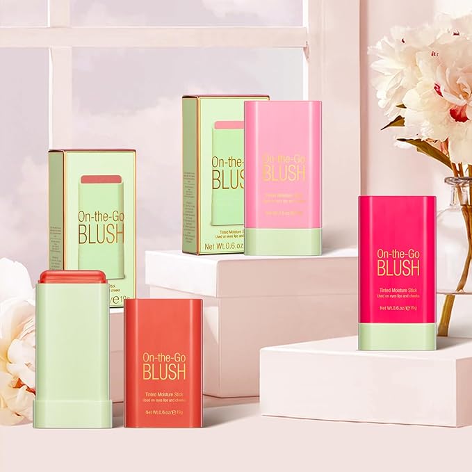 Blush Stick for Cheeks - Cream Makeup Blush Wand, Solid Moisturizer Stick for Cheeks Tint, Natural Blendable Waterproof Korean Matte Long-Lasting Smooth Blushes (#01 Shy Pink)