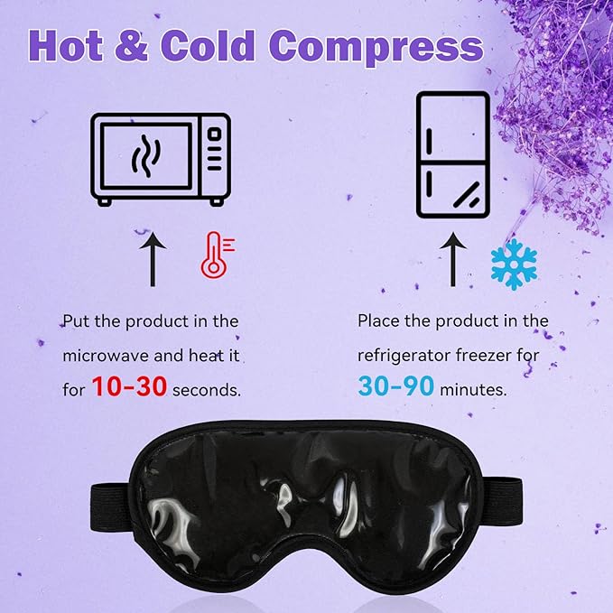 Cooling Gel Eye Mask Reusable Cold Eye Mask, Frozen Eye Mask Ice Eye Compress Ice Pack, No Freeze, Cool Relaxation, Comfort Snug Fit, Eye Cover Ice Mask with Mineral Mud for Office, Home, 2PCS