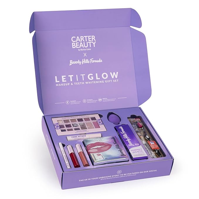 Carter Beauty Let It Glow Make Up and Teeth Whitening Set for Women 10 Pc