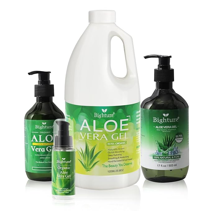 Aloe Vera Gel, 100% Aloe Vera Extracted from Freshly Cut Pure Aloe Leaves, Pure Aloe Vera Gel for Skin Care like Deeply Soothing, Firming, After Shave, Sunburn Relieve(Family Pack)
