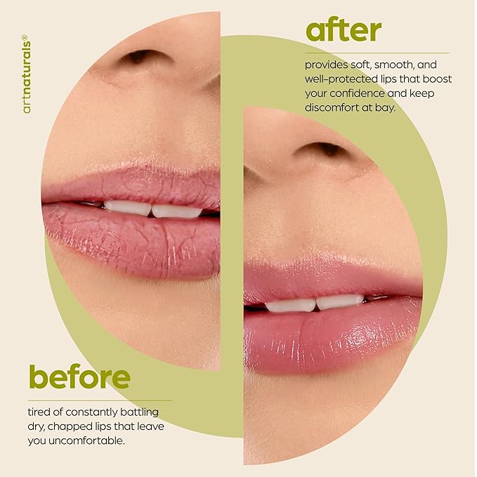 ArtNaturals Organic Beeswax Lip Balm Gift Set - Assorted Flavors with Aloe, Coconut & Jojoba Oils