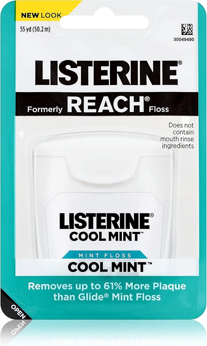 Listerine Cool Mint Interdental Floss for a Cleaner, Healthier Mouth, Oral Care, 55 Yards (Pack of 12)