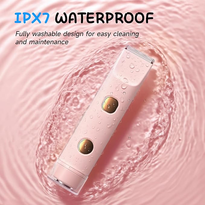 2 in 1 Bikini Trimmer for Women, Smooth and Painless Electric Razors for Women, IPX7 Waterproof Women's Electric Shaver, Rechargeable Bikini Underarm Legs Arm Body Face Trimmer Womens Shaver (Pink)