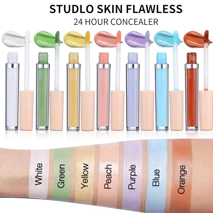 MAEPEOR Liquid Conceal Contour 7 Colors Cream Lightweight Liquid Concealer Contour Makeup for Concealing Blemishes, Brighten Dark Circles (Color 06 Green)