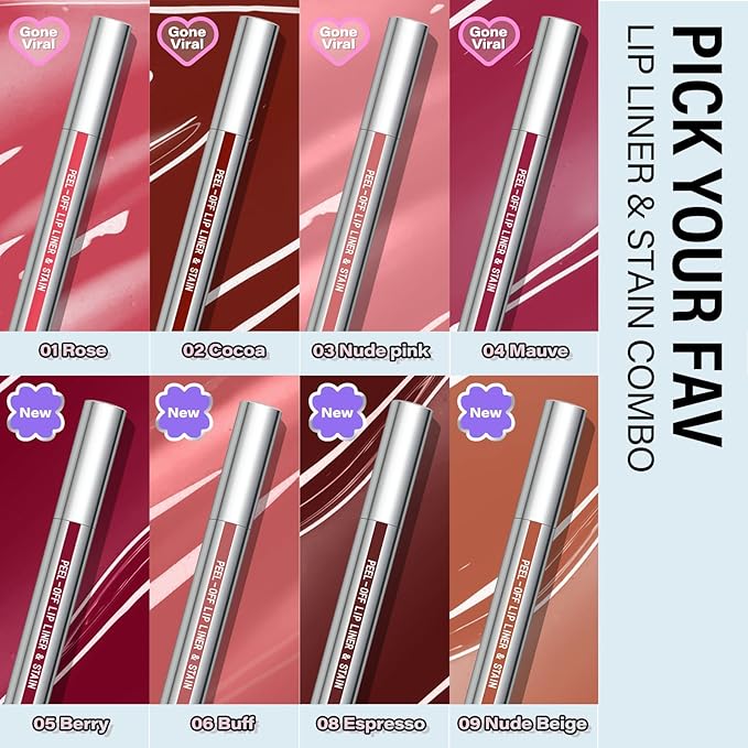 Cilrofelr Peel Off Lip Liner Stain with Tweezer, Long Wear Tattoo Lip Liner, Peel Off Lip Stain with Matte Finish, Long Lasting, Waterproof, Transfer-proof, Highly Pigmented Color (Nude Beige)