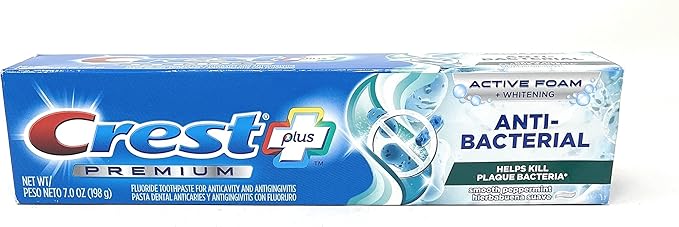 Crest Premium Plus Anti-Bacterial Toothpaste, Smooth Peppermint Flavor 7.0 oz (Pack of 3)