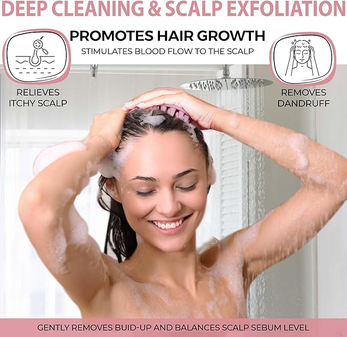 Fiora Naturals Scalp Massager Shampoo Brush - Silicon Scrubber & Exfoliator for Dandruff Removal and Hair Growth, Brush for Wet & Dry Hair, for Men, Women, Kids - BPA Free