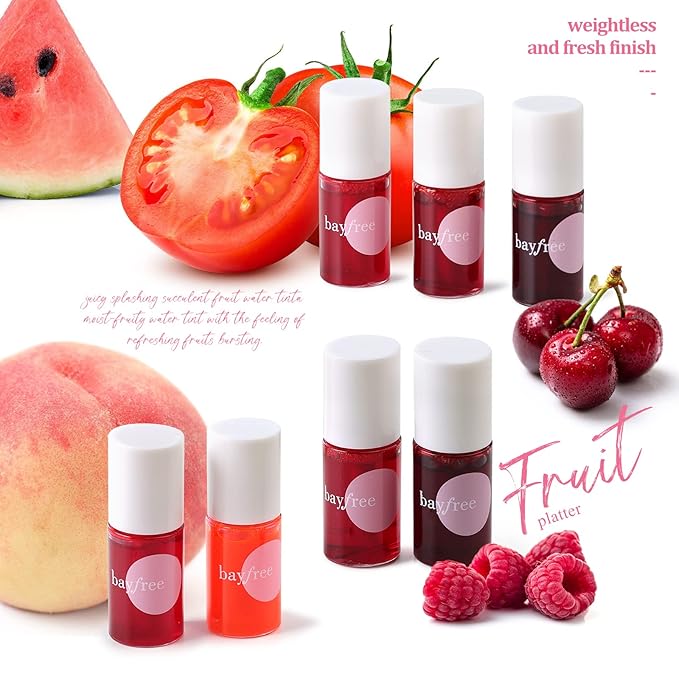 Lip Tint Stain Set, Korean Water Tint Lightweight Non-sticky, Waterproof Long Lasting Liquid Blush & Lip Stain, Transfer-Proof, Matte Finish Lip Color Makeup (fruit platter)