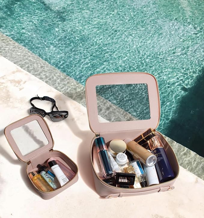 Clear Makeup Bag Small, TSA Approved Portable Toiletry Bag with Zipper Cosmetic Travel Bag Makeup Organizer Case Mini Makeup Pouch for Purse Car Organizer Bag for Women Men