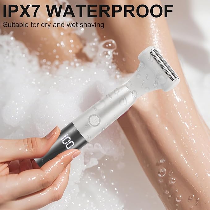 5 in 1 Bikini Trimmer for Women - Electric Razors for Women, Cordless Rechargeable Electric Shaver, IPX7 Waterproof Wet Dry Lady Body Hair Remover for Face Nose Eyebrow Arm Leg Pubic Armpit Bikini