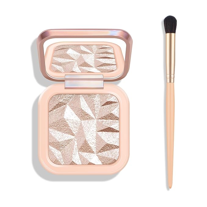 KYDA Face Highlighter Palette, High Glossy Face Illuminator Palette, Natural Glow Finish, Pearl Shimmer Smooth Baked Powder, Lasting Sparkling Highlighter Makeup-DAWN GLOW