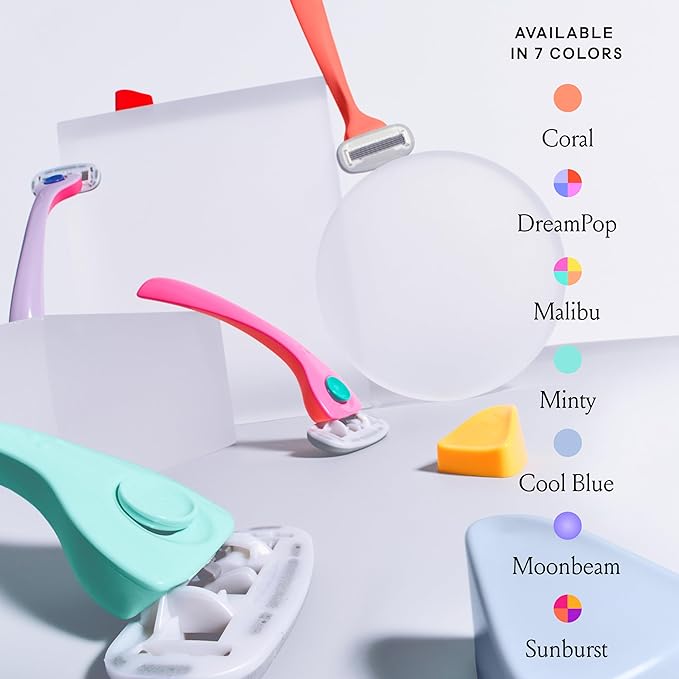 Billie Razors for Women Shave Kit – Razor + 4 x 5-Blade Razor Refills + Magnetic Holder – Minty