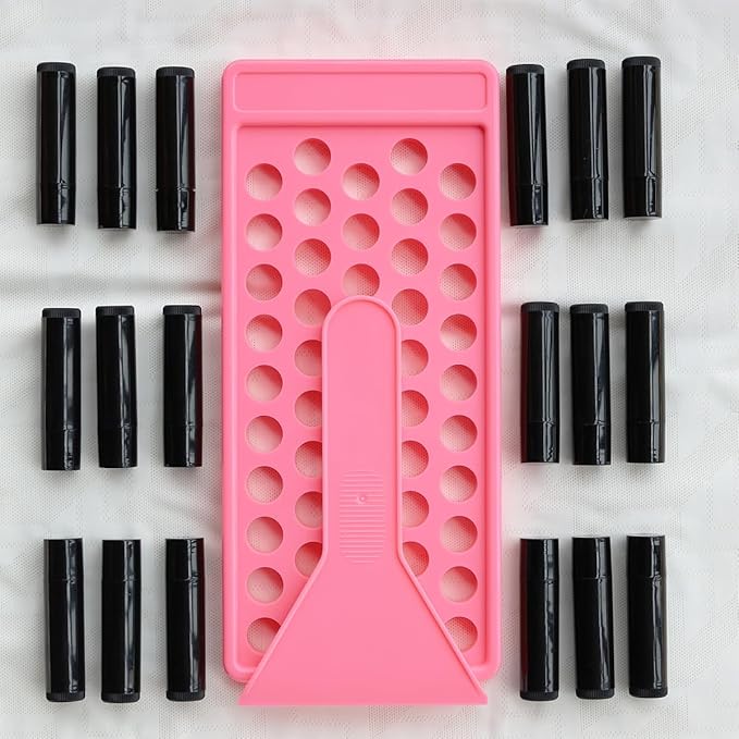 50 Lip Balm Container Kit with Filling Tray and Spatula, Round Tube Refillable Empty Tube 3 Colors, 0.15 oz, BPA Free, for DIY Homemade Lipstick Lipstick (50 black kits,)