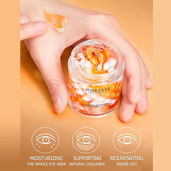 Collagen Six Peptide Dissolve Striation Three Color Eye Cream Eye Bags Hydrating Face Skin 60g / 2.03fl.oz