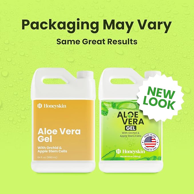 Organic Aloe Vera Gel - 100% Pure for Skin, Sunburn Relief & Face Moisturizer - Extracted from Aloe Vera Plant with Manuka Honey, Orchid & Apple Stem Cells - Everyday Use - 64 fl oz