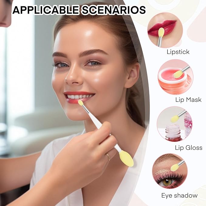 Unaone Lip Scrub Brush - 3 PCS Dual-ended Lip Scrubber Exfoliator and Silicone Lip Brush, 3-in-1 Silicone Lip Scrub Tool Lip Mask Applicator, Gentle Exfoliator & Applicator for Soft