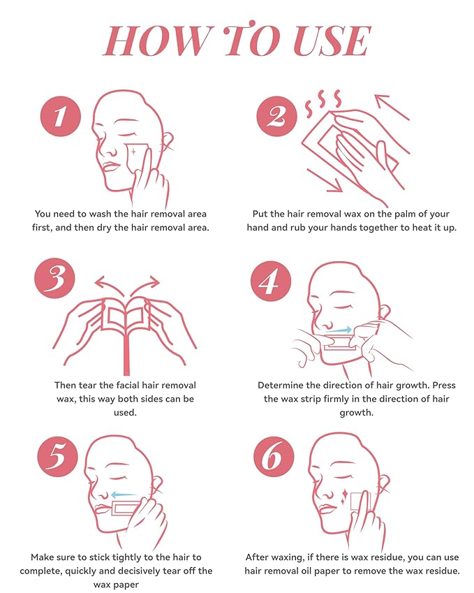 20PCS Facial Wax Strips for Hair Removal, Facial Hair Removal for Women, Waxing Kit for Women's Face, Bikini, Chest, Body, Arms, Legs, Back, & Brazilian | 20ct Waxing Strips & 4 calming Oil Wipes