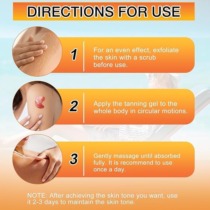 Luxury Intensive Tanning Gel,Natural Tanning Accelerator Cream,Beauty Brown Tanning Gel, Dark Tanning Gel Celyn Tanning Cream For Sunbeds &Outdoor Sun,Sunbathing Lotion Cream(2pcs)