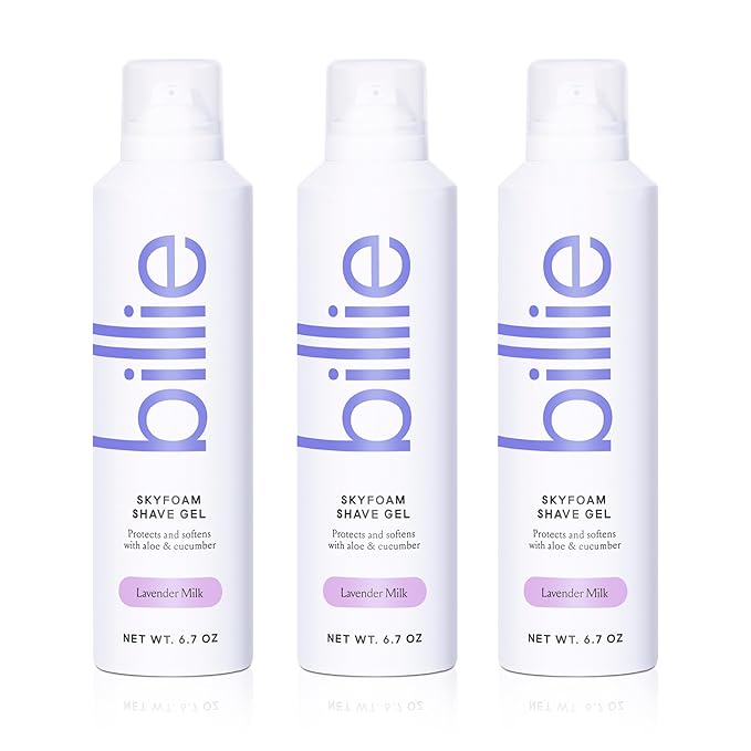 Billie SkyFoam Shave Gel - Lavender Milk Scent - Water-activated Foam - Made With Aloe & Cucumber - For A Close, Smooth Shave - 6.7 fl oz, 3-pack