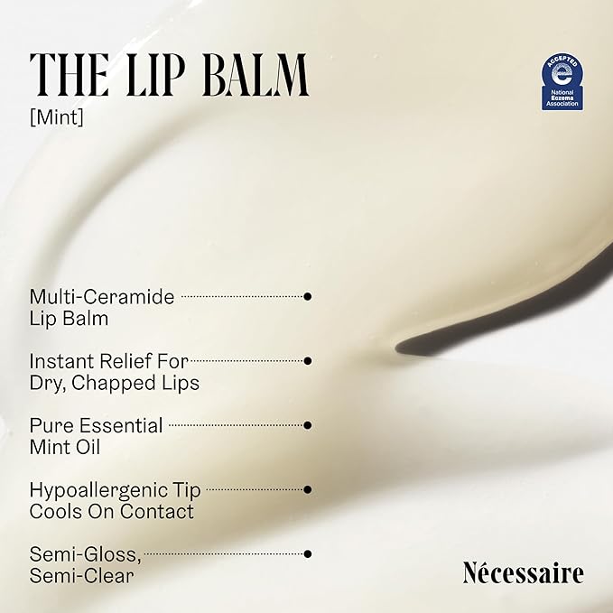 Nécessaire The Lip Balm | Hydrating Lip Balm for Women and Men, Clear, Mint, Multi-Ceramide, Treatment Balm | Instant Relief for Dry, Chapped Lips | Cooling Hypoallergenic Tip | Non-Sticky (0.5 fl oz)