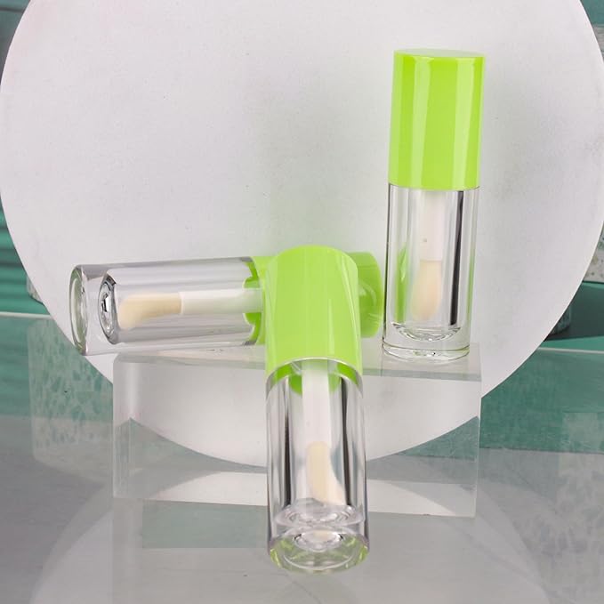 COSIDEA 14pcs Empty 6ml big doe foot wand Chunky lip gloss tubes for DIY lipgloss,Pink round lipgloss containers tubes with thick wand (Green)