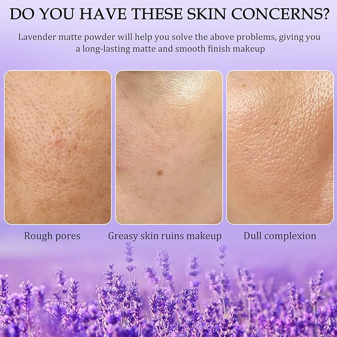 Chillab Lavender Matte Powder,Lavender Jelly Pressed Powder Matte Makeup(2PCS) (2PCS)