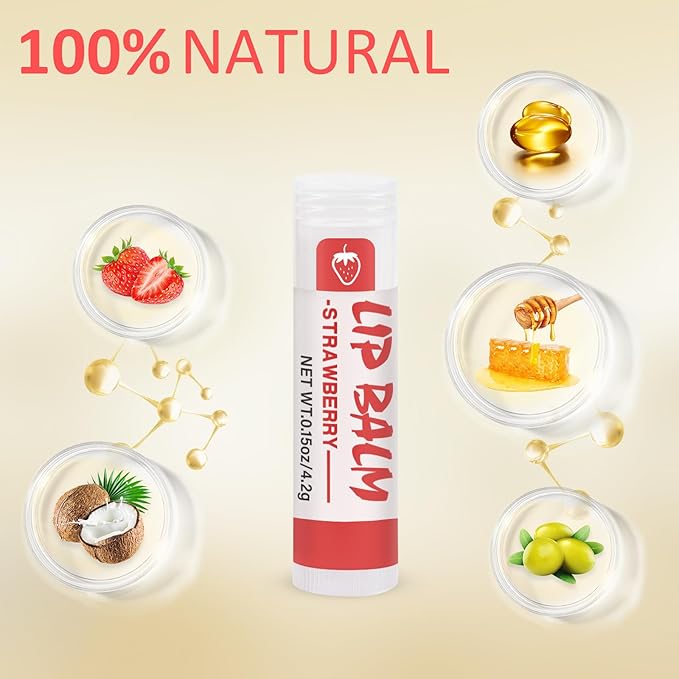 16 Pack Lip Balm, Natural Lip