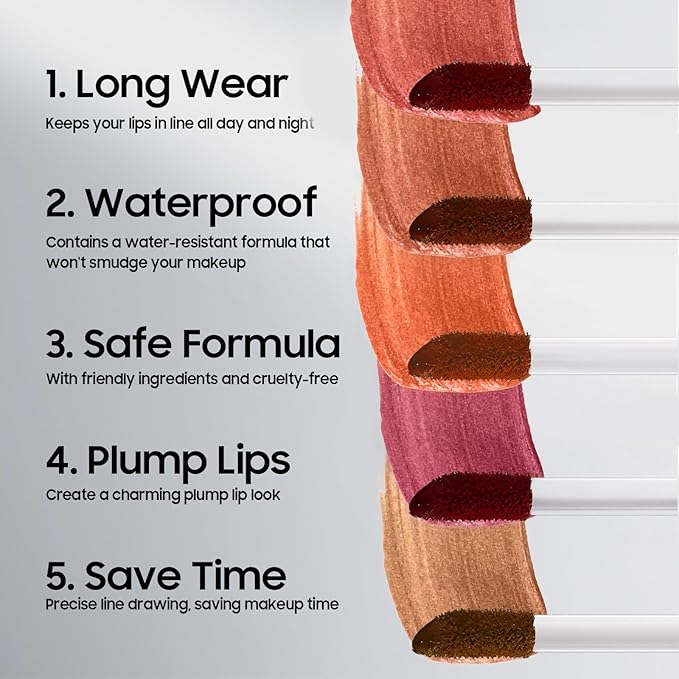 Lip Stain Peel Off - Lip Liner Waterproof, Lip Liner Stain Transfer Proof & Plumping, Moisturizing Non-Stick Cup Matte Finish Stay On All Day, Coral Color