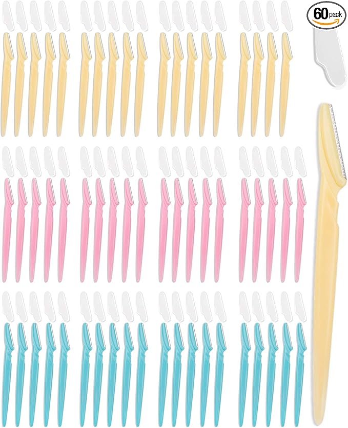 MoHern Dermaplane Razor, 60 Pcs Face Razors for Women and Men, Multipurpose Eyebrow Razor, Dermaplaning Tool for Face Multi-Color