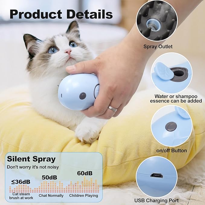 Cat Steam Brush for Shedding, Cat Loose