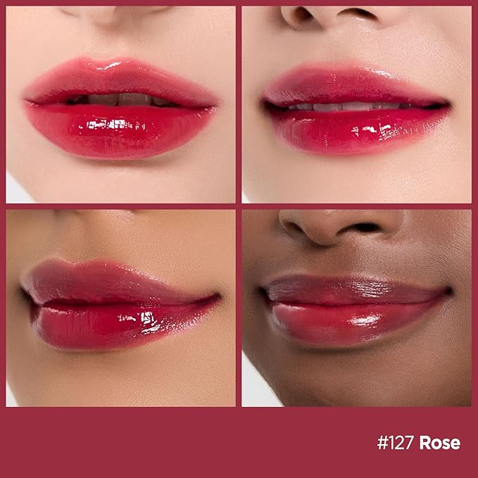 Laka Fruity Glam Lip Tint Mini, Glowing Lip Stain with Wide Color Spectrum, Hydrating & Lightweight Texture, Long-Lasting Bold Stain, Non-Sticky, Vegan, K-Beauty (#127 Rose)