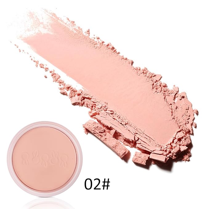 Boobeen Blush Compact for Face, Matte Baked Cream with Puff