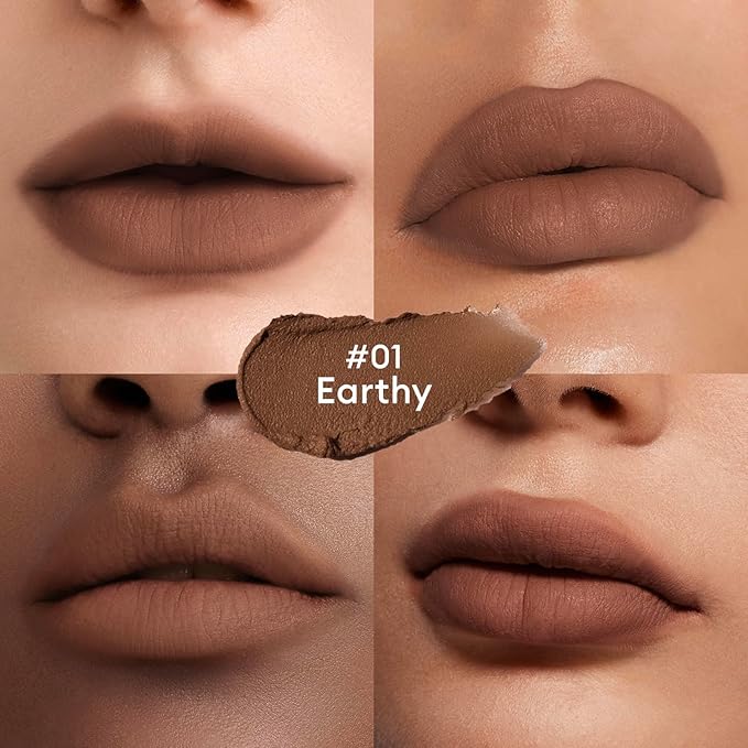 ITY Velvet Matte Finish Lip Stain-Mousse Textured Lip Clay, Red Shade, Conceals Lip Lines, Rich Pigment Lip Tint Lipsticks, 0.14 oz (4g) in Earthy, Ruby.