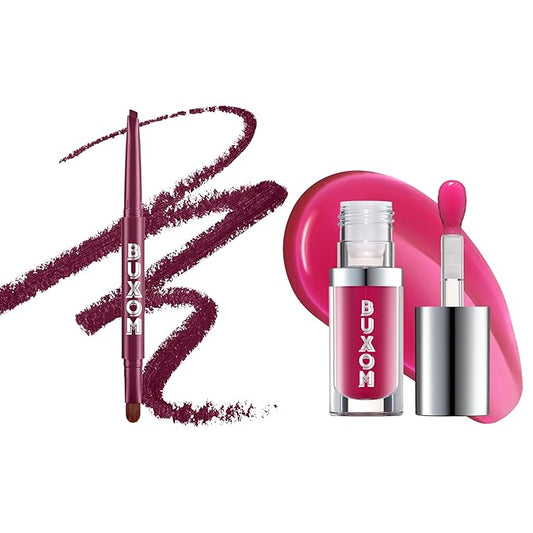 Buxom Full On Glossy Lip Oil in Berry Blast Power Line Plumping Lip Liner in Powerful Plum