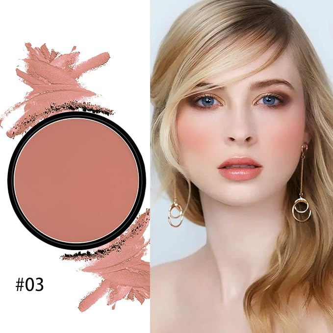 Boobeen Powder Blush Matte Blush, Highly Pigmented Beauty Cream Blush Palette for Create A Natural Cheek Flushed Look, Rich Colors