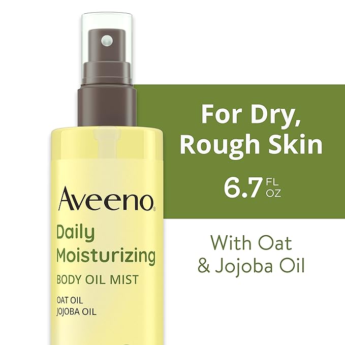 Aveeno Daily Moisturizing Body Oil, Body Mist for Dry Skin with Oat Oil and Jojoba Oil, Nourishing Body Spray with a Hypoallergenic Formula, 6.7 FL OZ