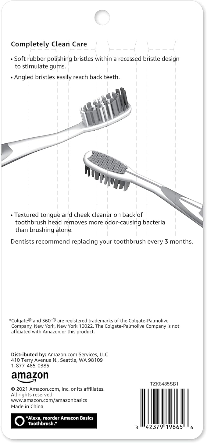 Amazon Basics Orbit Toothbrushes, Soft, Full, 4 Count, Assorted Colors (Previously Solimo) (Pack of 3)