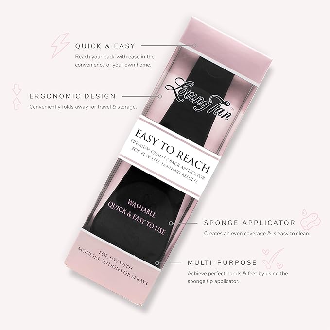 Loving Tan Easy to Reach Back Applicator for Self Tanner - Washable & Durable Design for Streak-Free Even Finish, Self Tanning Tool for Back & Hard to Reach Areas - 1 ct.