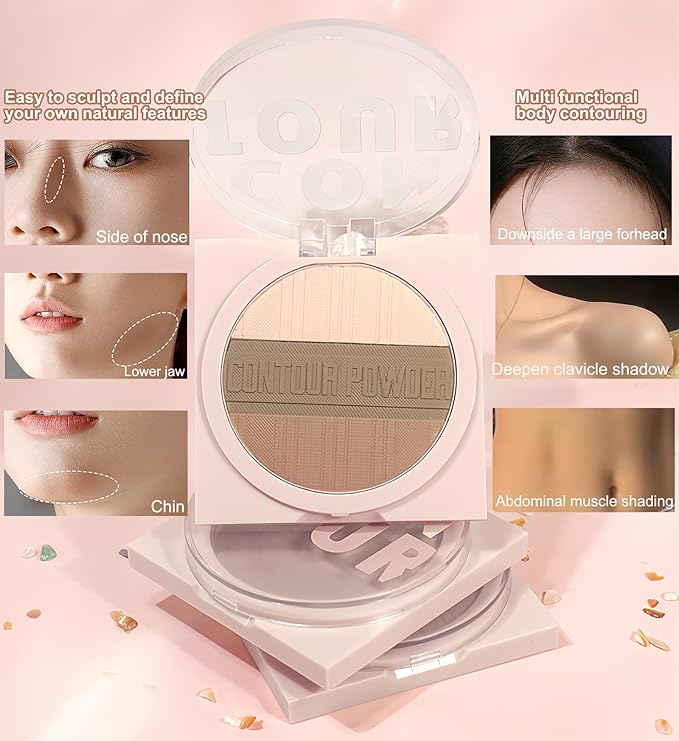 Contour Powder Makeup Palette Matte Face Sculpting Shading Grey Brown