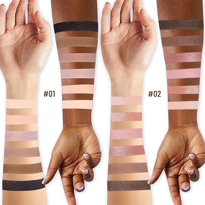 2PCS 6 Colors Mini Naked Eyeshadow Palette Makeup with Brush Set Neutral Nude Eye Shadow Pink & Brown Matte Shimmer Make Up Pallet with Mirror Highly Pigmented Travel Size Gift Kit