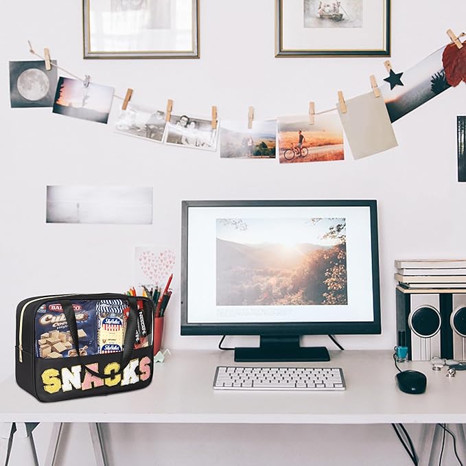 Chenille letter snacks bag zipper