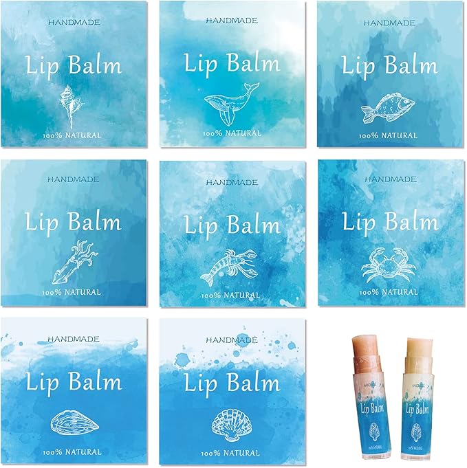 CRASPIRE Lip Balm Labels 80pcs Homemade Life-Blue）