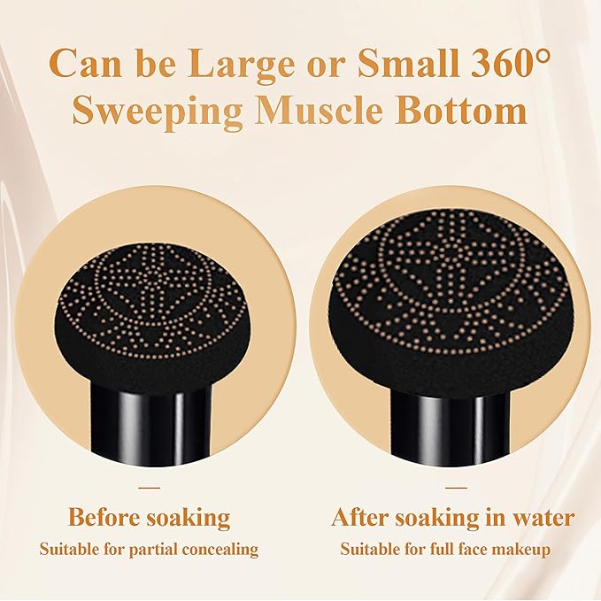 Mushroom Head Air Cushion CC Cream, Long-Lasting Brightening BB Cream Foundation With Powder Puff for Face Makeup and Mature Skin, Moisturizing Full Coverage Self Adjusting Concealer (Natural)
